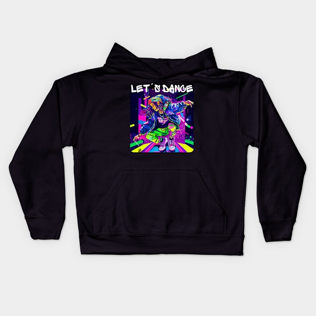 Woman In Graffiti Look Dancing In Disco 3 Kids Hoodie by PD-Store